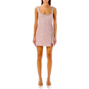 SELF-PORTRAIT Pink Boucle Diamanté Detail Dress, US02/UK06, Brand New
